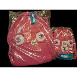 Fortnite Profile 17" Backpack & Lunch Bag Set Pink School Travel NWT